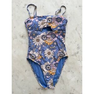 Nordstrom VYB Floral One Piece Swimsuit Cut Out Retro Style Bathing Suit SM